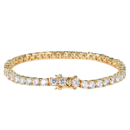 Tennis Chain Copper Zircon Single Row Hip Hop Bracelet